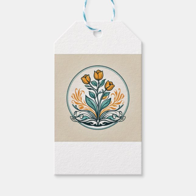 Orangens Blommigt Presentetikett (Framsidan)