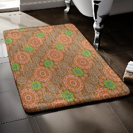 Orangens blommigt Runt spridda fibrer texturerade Badrumsmatta