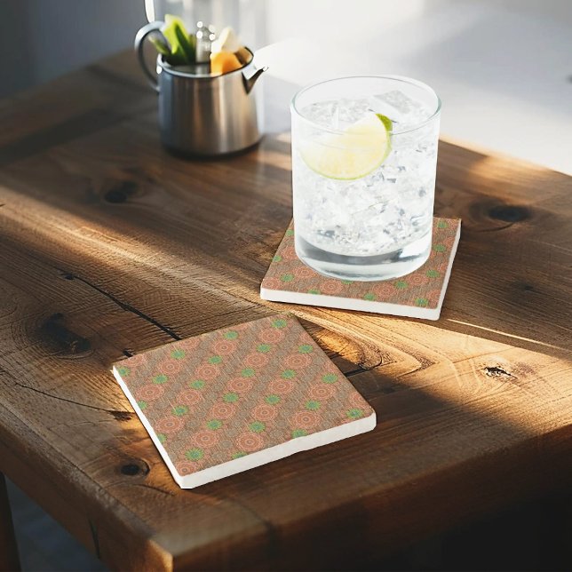 Orangens blommigt Runt spridda fibrer texturerade Stenunderlägg (Skapare uppladdad)