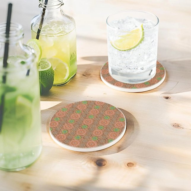 Orangens blommigt Runt spridda fibrer texturerade Underlägg (Skapare uppladdad)