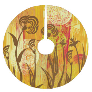 Orangens Blommigt: Vibrant Background Mönster Julgransmatta Borstad Polyester