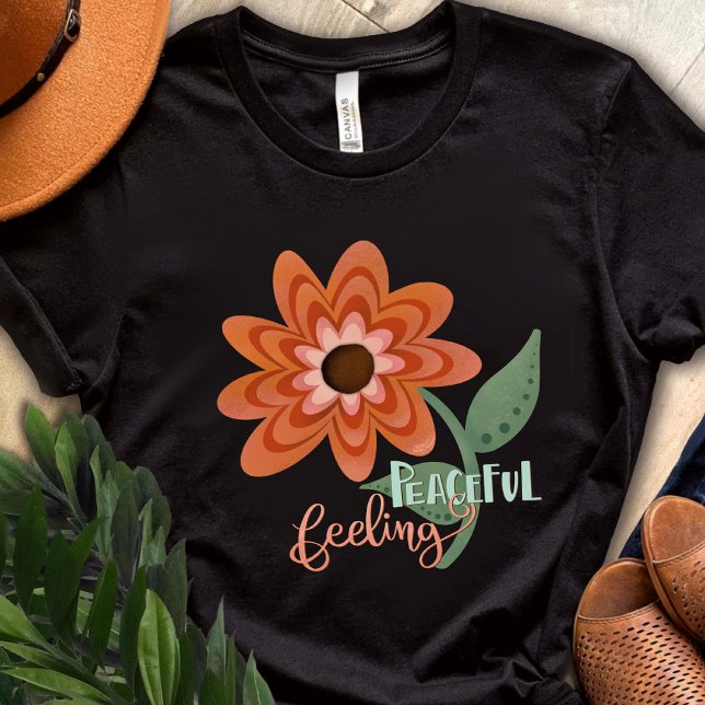 Orangens blomningsinspiritivitet hos cute fredliga t shirt (Skapare uppladdad)