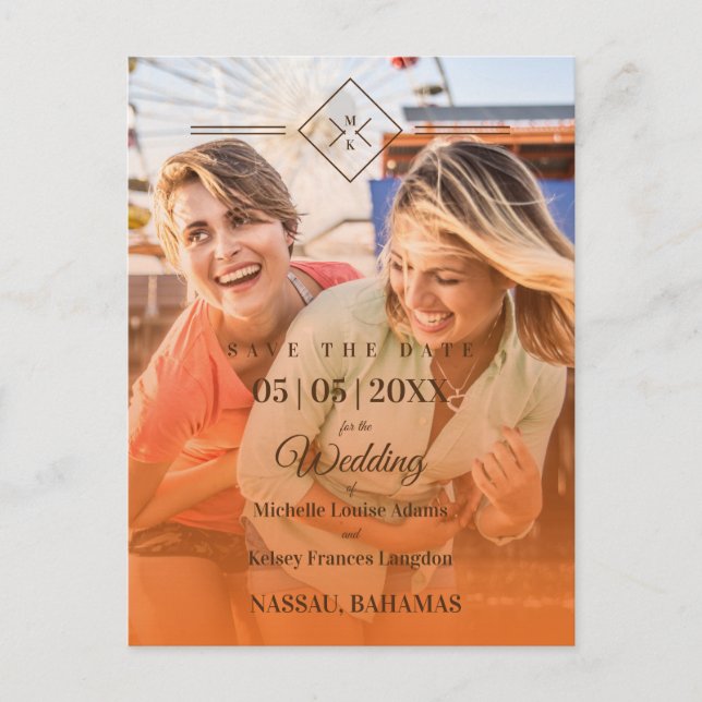 Orangens bröllopsgay Lesbisk Bröllop Vykort (Framsida)