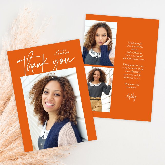 Orangens budgetfoto Modern Calligraphy Studenten Tack Kort (Skapare uppladdad)
