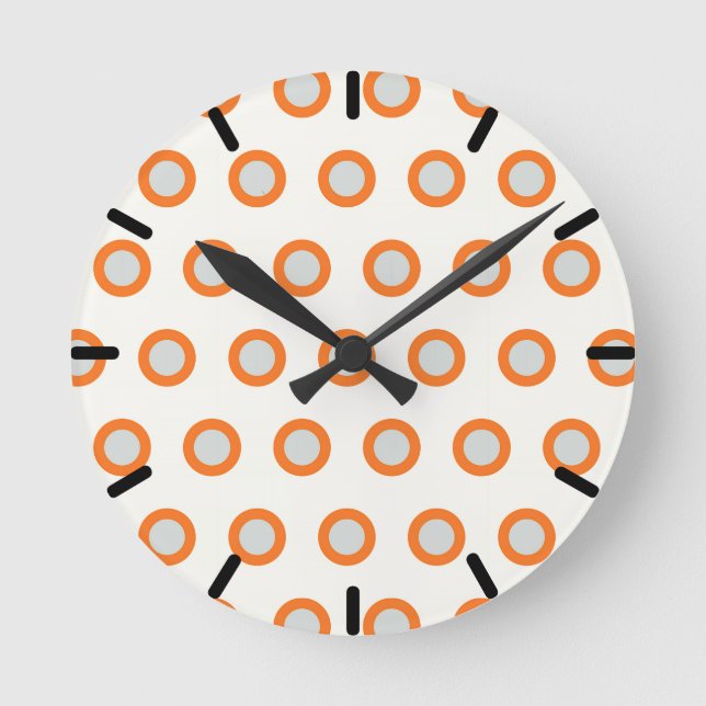 Orangens cirkel Dot Retro Design Rund Klocka (Framsida)