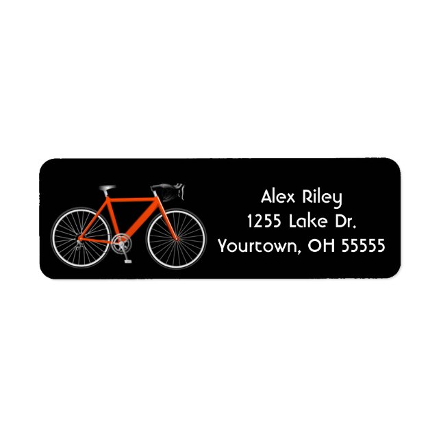 orangens cykel på svart etikett returadress etikett (Framsidan)