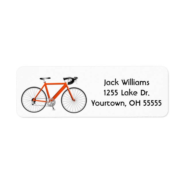 orangens cykel på vit etikett returadress etikett (Framsidan)