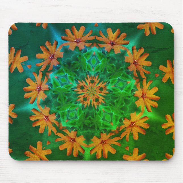 Orangens Daisy Abstrakt FLOCK Musmatta (Framsidan)