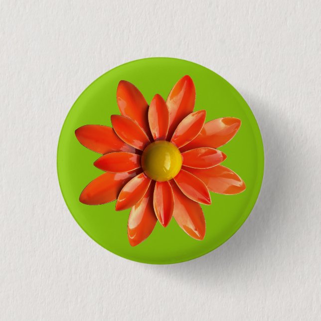Orangens Daisy blomning - Blommigtens sommaruppehå Knapp (Framsida)