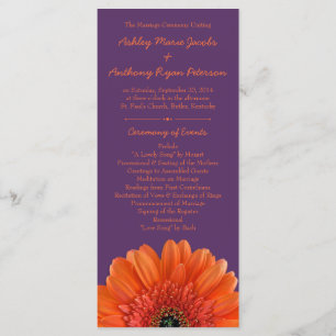 Orangens Daisy Bröllopsprogram Lila Program