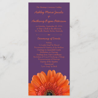 Orangens Daisy Bröllopsprogram Lila Program