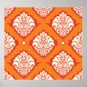 Orangens damm tapet: blommigten är sömlös. poster