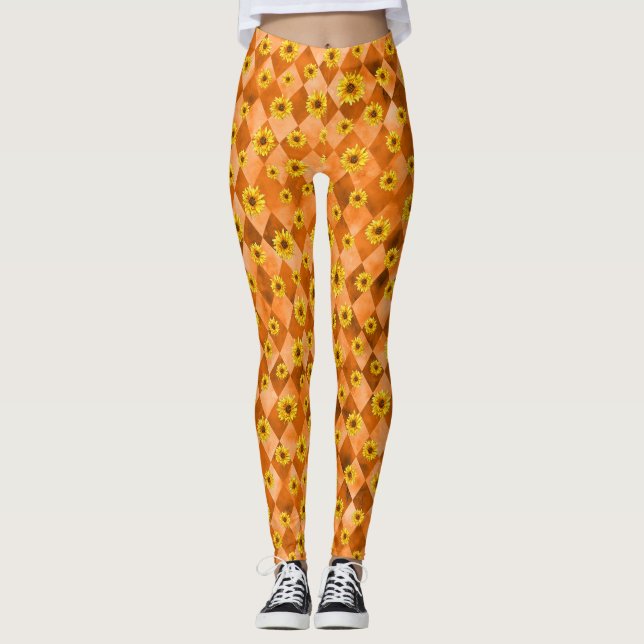 Orangens Döskallar och Solrosseriens design 2 Leggings (Framsida)