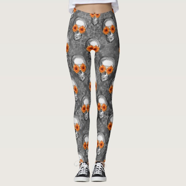 Orangens Döskallar och Solrosseriens design 9 Leggings (Framsida)