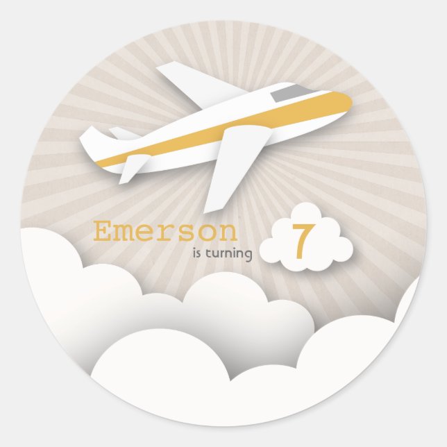 Orangens etikett för Födelsedagsfest av flygplan (Framsida)