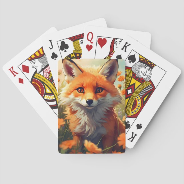 Orangens foxillustration casinokort (Baksidan)
