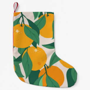 Orangens frukter och löv utan sömnad mönster liten julstrumpa