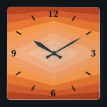 Orangens geometriska Abstrakt Art Fyrkantig Klocka<br><div class="desc">Kvadratisk väggklocka, dekoration för väggkonst och heminredning för dekortillbehör som är tryckta med Shades of Orange Geometric Abstrakt Art upprepar originalillustration av mönster-designen av TheFabricSeal print on demand shop shop på Zazzle.com #ZazzleMade https://www.zazzle.com/store/thefabricseal TheFabricSeal ©️ Original. Modern contemporary-konst är konstnärligt designad och tryckt på dina hem- och levande tillbehör, hemdekanter,...</div>