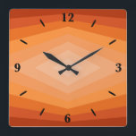 Orangens geometriska Abstrakt Art Fyrkantig Klocka<br><div class="desc">Kvadratisk väggklocka, dekoration för väggkonst och heminredning för dekortillbehör som är tryckta med Shades of Orange Geometric Abstrakt Art upprepar originalillustration av mönster-designen av TheFabricSeal print on demand shop shop på Zazzle.com #ZazzleMade https://www.zazzle.com/store/thefabricseal TheFabricSeal ©️ Original. Modern contemporary-konst är konstnärligt designad och tryckt på dina hem- och levande tillbehör, hemdekanter,...</div>