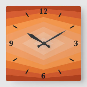 Orangens geometriska Abstrakt Art Fyrkantig Klocka