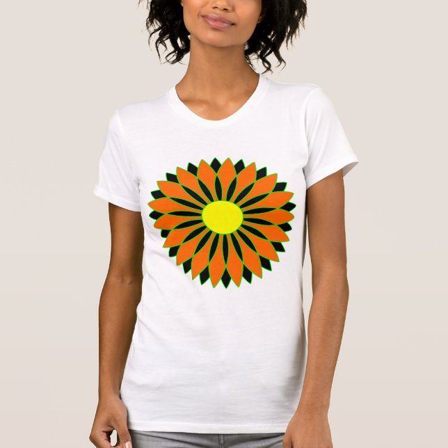Orangens geometriska blomma Mandala - Anpassad T Shirt (Framsida)