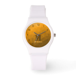 Orangens geometriska maska mönster Monogram Armbandsur
