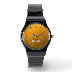 Orangens geometriska maska mönster Monogram Armbandsur