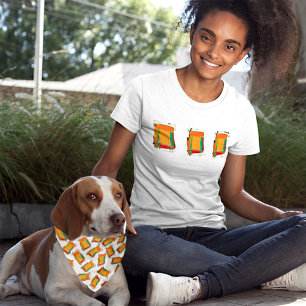 Orangens Grönt Vit matchning T-shirt