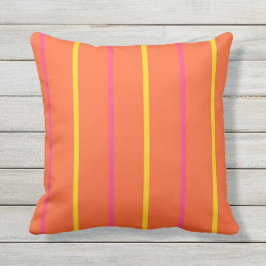 Orangens Gult och Rosa Thin Lodrät Rand Kudde