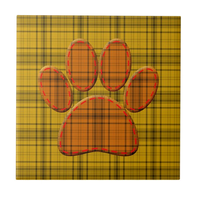 Orangens Gult och Svartfläckade Hund Kakelplatta (Framsidan)