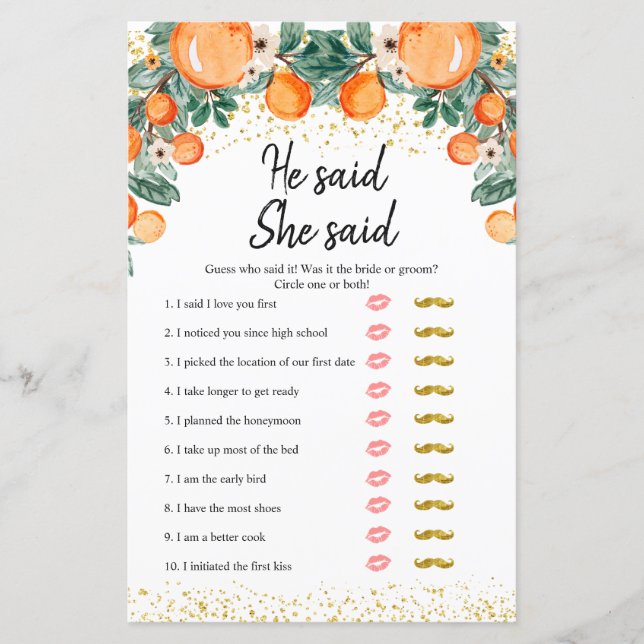 Orangens huvudklämma sa hon att hon sa spelkort (Framsida)