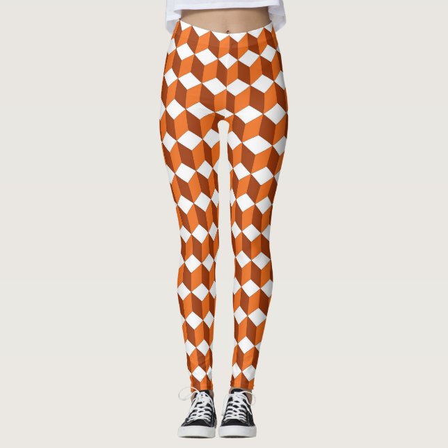Orangens kvadrat: Abstraktens Vintage - bakgrund Leggings (Framsida)