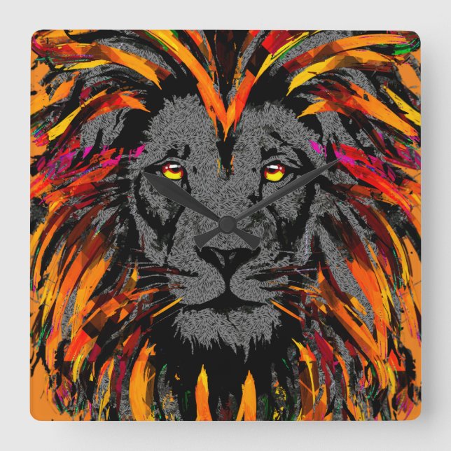 Orangens Lejona väggklocka - Lejon huvudbelysning (Framsida)