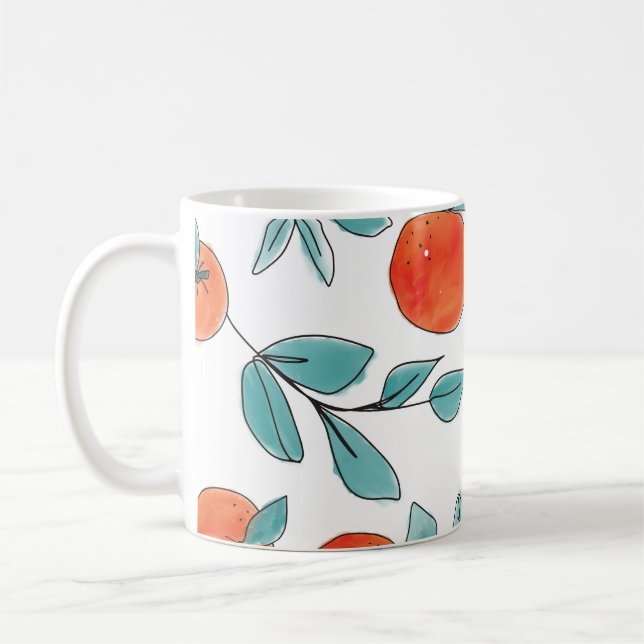Orangens linjekonst: sömlös mönster kaffemugg (Vänster)