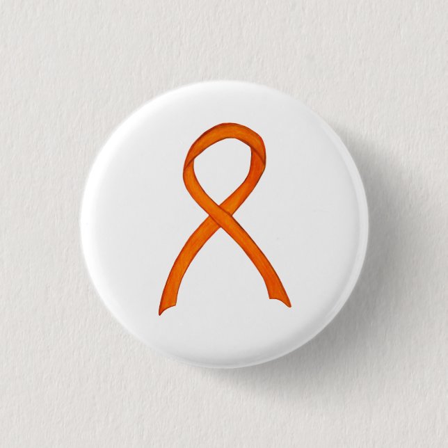 Orangens medvetenhet Ribbon Anpassningsbar Art Sti Knapp (Framsida)