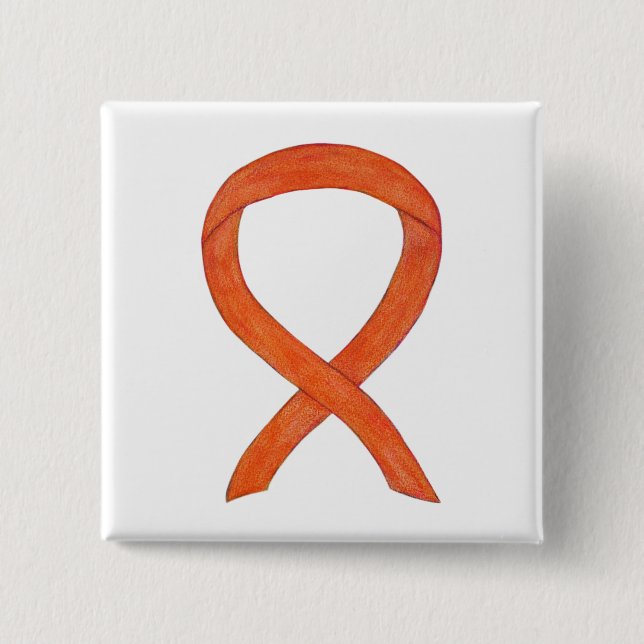 Orangens medvetenhet Ribbon Anpassningsbar Art Sti Knapp (Framsida)