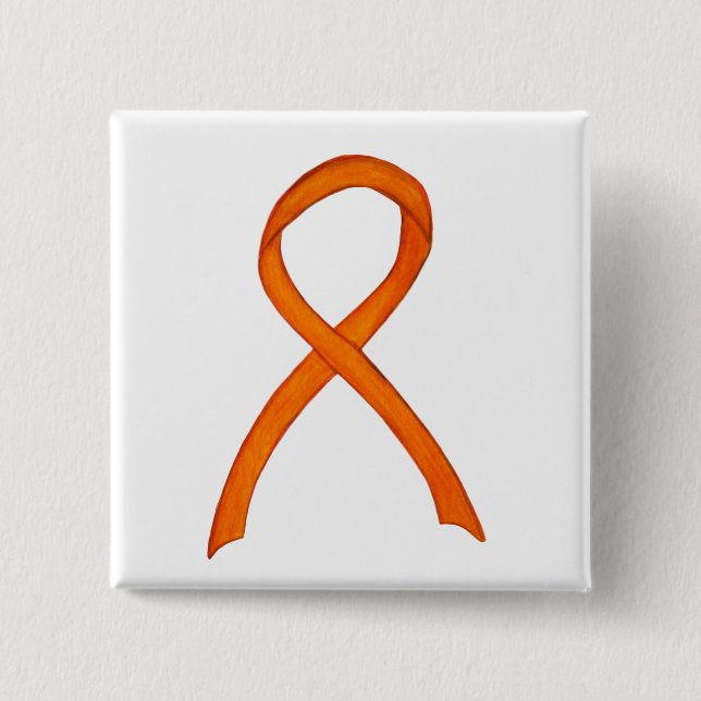 Orangens medvetenhet Ribbon Anpassningsbar Art Sti Knapp (Framsida)
