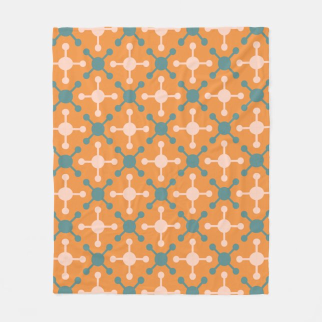 Orangens molekylform Geometric Retro Mönster Fleecefilt (Framsidan)