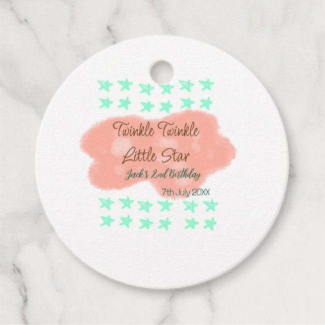 Orangens moln grönt med dubbla skinklar och små st gåvor etiketter (Framsida)