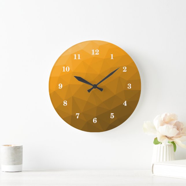 Orangens övertoningsgeometriska nät mönster stor klocka (Hem)