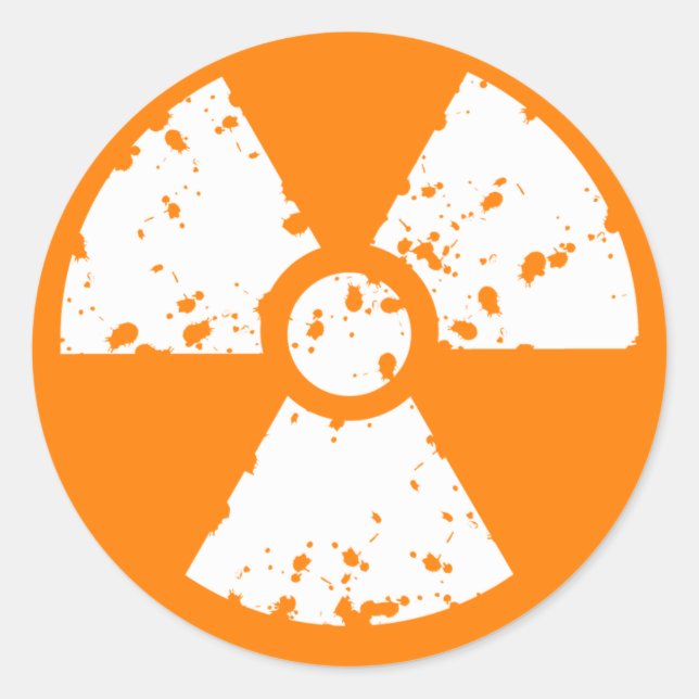 Orangens radioaktiva symbol runt klistermärke (Framsida)