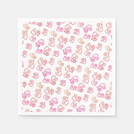 Orangens Rosa Hearts Mönster over White Party Pappersservett