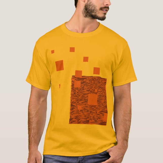 Orangens rutor Flyter brun Abstrakt Mesh Artsy T Shirt (Framsida)