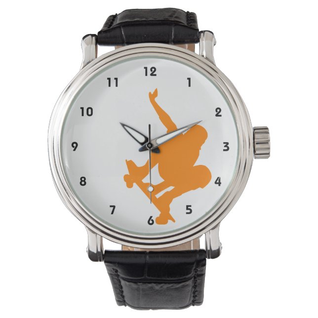 Orangens Skater; Skateboard Armbandsur (Framsida)