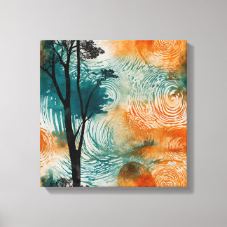 Orangens solnedgång Skog Vattenfärgsmuren konst Canvastryck