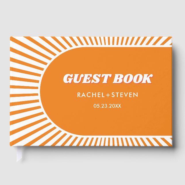 Orangens solstrålar från rosa 70-talet inspirerade gästböcker (Framsida)