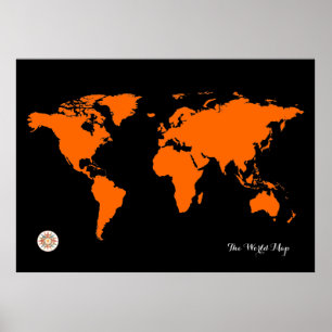 orangens svarta världskarta poster