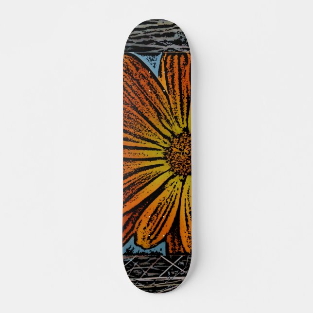 Orangens träskpapper, bottenskåda skateboard bräda 20 cm (Framsida)