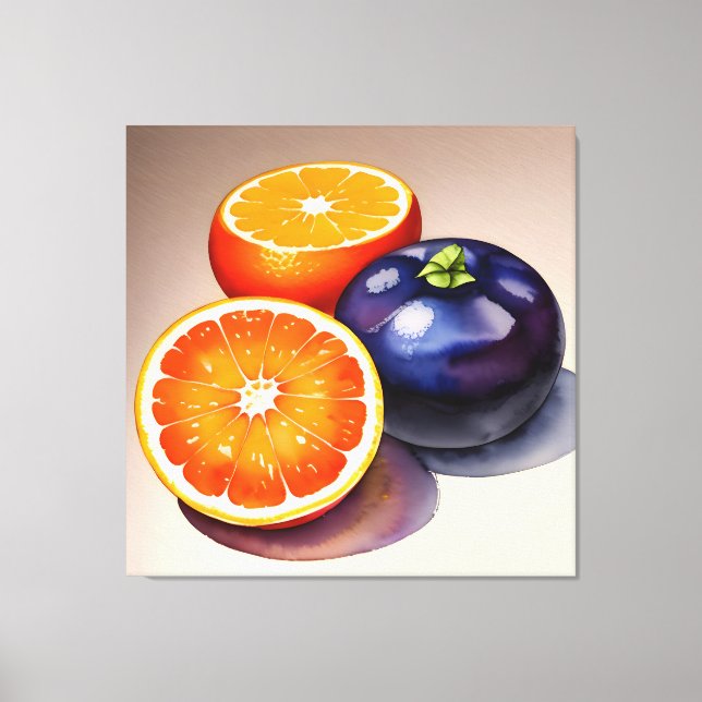 Orangens vattenfärg för glöd canvastryck (Framsida)