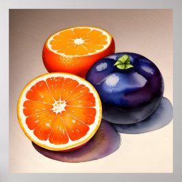 Orangens vattenfärg för glöd poster